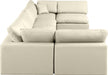 Meridian Furniture - Comfy 158" Vegan Leather Upholstered 6 Piece Modular Sectional - 188Cream-Sec6D - GreatFurnitureDeal