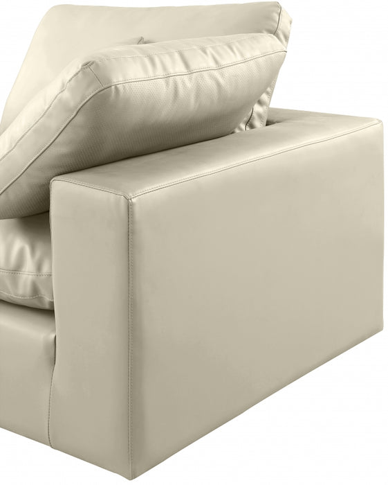 Meridian Furniture - Comfy 158" Vegan Leather Upholstered 6 Piece Modular Sectional - 188Cream-Sec6D - GreatFurnitureDeal