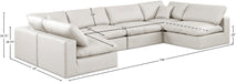 Meridian Furniture - Comfy 158" Vegan Leather Upholstered 6 Piece Modular Sectional - 188Cream-Sec6D - GreatFurnitureDeal