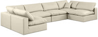 Meridian Furniture - Comfy 158" Vegan Leather Upholstered 6 Piece Modular Sectional - 188Cream-Sec6D - GreatFurnitureDeal