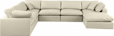 Meridian Furniture - Comfy 158" Vegan Leather Upholstered 7 Piece Modular Sectional - 188Cream-Sec7A - GreatFurnitureDeal
