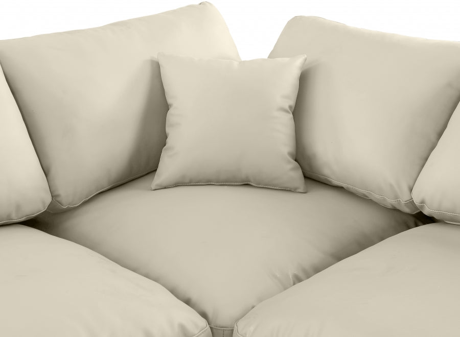 Meridian Furniture - Comfy 158" Vegan Leather Upholstered 7 Piece Modular Sectional - 188Cream-Sec7A - GreatFurnitureDeal