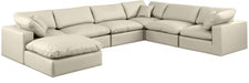 Meridian Furniture - Comfy 158" Vegan Leather Upholstered 7 Piece Modular Sectional - 188Cream-Sec7A - GreatFurnitureDeal