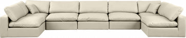 Meridian Furniture - Comfy 197" Vegan Leather Upholstered 7 Piece Modular Sectional - 188Cream-Sec7B - GreatFurnitureDeal