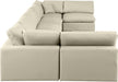 Meridian Furniture - Comfy 197" Vegan Leather Upholstered 7 Piece Modular Sectional - 188Cream-Sec7B - GreatFurnitureDeal
