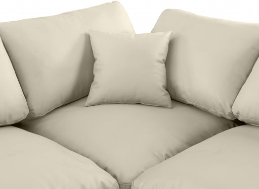 Meridian Furniture - Comfy 197" Vegan Leather Upholstered 7 Piece Modular Sectional - 188Cream-Sec7B - GreatFurnitureDeal