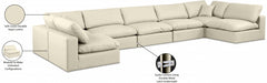 Meridian Furniture - Comfy 197" Vegan Leather Upholstered 7 Piece Modular Sectional - 188Cream-Sec7B - GreatFurnitureDeal
