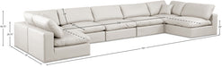 Meridian Furniture - Comfy 197" Vegan Leather Upholstered 7 Piece Modular Sectional - 188Cream-Sec7B - GreatFurnitureDeal
