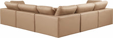 Meridian Furniture - Comfy 119" Vegan Leather Upholstered 5 Piece Modular Sectional - 188Tan-Sec5C - GreatFurnitureDeal