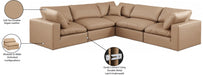 Meridian Furniture - Comfy 119" Vegan Leather Upholstered 5 Piece Modular Sectional - 188Tan-Sec5C - GreatFurnitureDeal