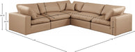 Meridian Furniture - Comfy 119" Vegan Leather Upholstered 5 Piece Modular Sectional - 188Tan-Sec5C - GreatFurnitureDeal