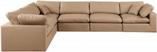 Meridian Furniture - Comfy 158" Vegan Leather Upholstered 6 Piece Modular Sectional - 188Tan-Sec6A - GreatFurnitureDeal