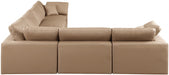Meridian Furniture - Comfy 158" Vegan Leather Upholstered 6 Piece Modular Sectional - 188Tan-Sec6A - GreatFurnitureDeal