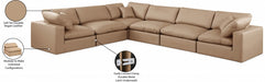 Meridian Furniture - Comfy 158" Vegan Leather Upholstered 6 Piece Modular Sectional - 188Tan-Sec6A - GreatFurnitureDeal