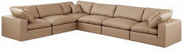 Meridian Furniture - Comfy 158" Vegan Leather Upholstered 6 Piece Modular Sectional - 188Tan-Sec6A - GreatFurnitureDeal