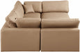 Meridian Furniture - Comfy 119" Vegan Leather Upholstered 6 Piece Modular Sectional - 188Tan-Sec6C - GreatFurnitureDeal