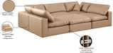 Meridian Furniture - Comfy 119" Vegan Leather Upholstered 6 Piece Modular Sectional - 188Tan-Sec6C - GreatFurnitureDeal