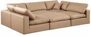 Meridian Furniture - Comfy 119" Vegan Leather Upholstered 6 Piece Modular Sectional - 188Tan-Sec6C - GreatFurnitureDeal