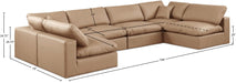 Meridian Furniture - Comfy 158" Vegan Leather Upholstered 6 Piece Modular Sectional - 188Tan-Sec6D - GreatFurnitureDeal