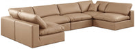 Meridian Furniture - Comfy 158" Vegan Leather Upholstered 6 Piece Modular Sectional - 188Tan-Sec6D - GreatFurnitureDeal