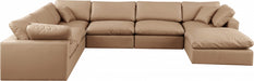 Meridian Furniture - Comfy 158" Vegan Leather Upholstered 7 Piece Modular Sectional - 188Tan-Sec7A - GreatFurnitureDeal