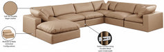 Meridian Furniture - Comfy 158" Vegan Leather Upholstered 7 Piece Modular Sectional - 188Tan-Sec7A - GreatFurnitureDeal