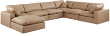 Meridian Furniture - Comfy 158" Vegan Leather Upholstered 7 Piece Modular Sectional - 188Tan-Sec7A - GreatFurnitureDeal