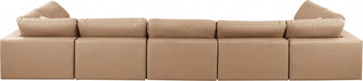 Meridian Furniture - Comfy 197" Vegan Leather Upholstered 7 Piece Modular Sectional - 188Tan-Sec7B - GreatFurnitureDeal
