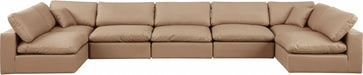 Meridian Furniture - Comfy 197" Vegan Leather Upholstered 7 Piece Modular Sectional - 188Tan-Sec7B - GreatFurnitureDeal