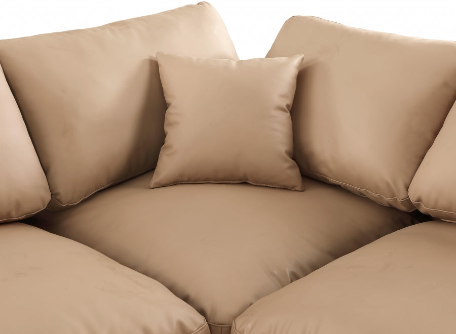 Meridian Furniture - Comfy 197" Vegan Leather Upholstered 7 Piece Modular Sectional - 188Tan-Sec7B - GreatFurnitureDeal