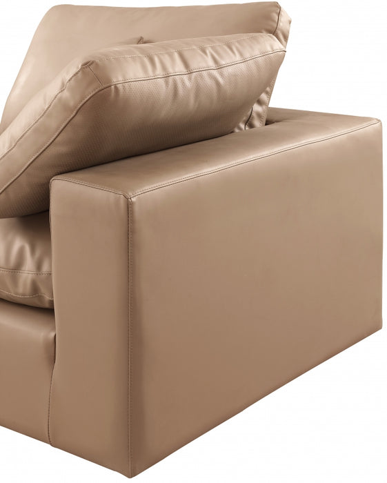 Meridian Furniture - Comfy 197" Vegan Leather Upholstered 7 Piece Modular Sectional - 188Tan-Sec7B - GreatFurnitureDeal