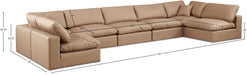 Meridian Furniture - Comfy 197" Vegan Leather Upholstered 7 Piece Modular Sectional - 188Tan-Sec7B - GreatFurnitureDeal