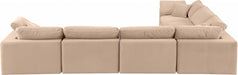 Meridian Furniture - Comfy 158" Velvet Upholstered 6 Piece Modular Sectional - 189Beige-Sec6A - GreatFurnitureDeal