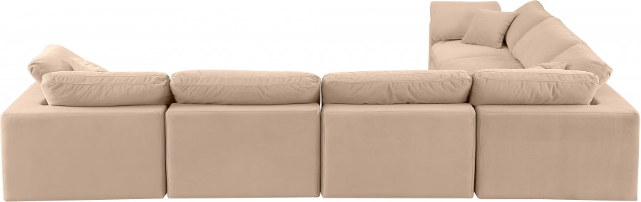 Meridian Furniture - Comfy 158" Velvet Upholstered 6 Piece Modular Sectional - 189Beige-Sec6A - GreatFurnitureDeal