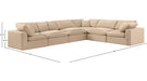Meridian Furniture - Comfy 158" Velvet Upholstered 6 Piece Modular Sectional - 189Beige-Sec6A - GreatFurnitureDeal
