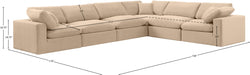 Meridian Furniture - Comfy 158" Velvet Upholstered 6 Piece Modular Sectional - 189Beige-Sec6A - GreatFurnitureDeal