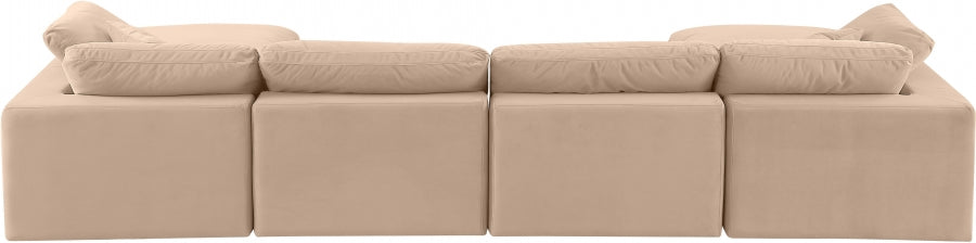 Meridian Furniture - Comfy 158" Velvet Upholstered 6 Piece Modular Sectional - 189Beige-Sec6B - GreatFurnitureDeal