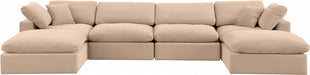 Meridian Furniture - Comfy 158" Velvet Upholstered 6 Piece Modular Sectional - 189Beige-Sec6B - GreatFurnitureDeal