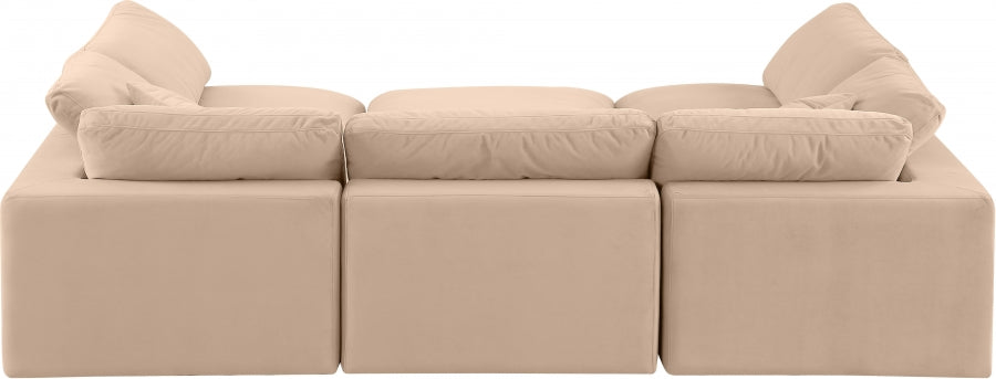 Meridian Furniture - Comfy 119" Velvet Upholstered 6 Piece Modular Sectional - 189Beige-Sec6C - GreatFurnitureDeal