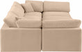 Meridian Furniture - Comfy 119" Velvet Upholstered 6 Piece Modular Sectional - 189Beige-Sec6C - GreatFurnitureDeal