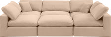 Meridian Furniture - Comfy 119" Velvet Upholstered 6 Piece Modular Sectional - 189Beige-Sec6C - GreatFurnitureDeal