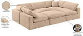 Meridian Furniture - Comfy 119" Velvet Upholstered 6 Piece Modular Sectional - 189Beige-Sec6C - GreatFurnitureDeal