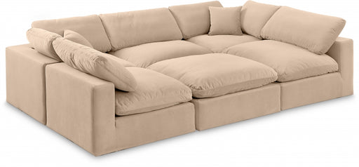 Meridian Furniture - Comfy 119" Velvet Upholstered 6 Piece Modular Sectional - 189Beige-Sec6C - GreatFurnitureDeal
