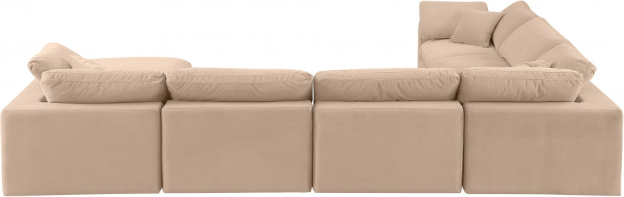 Meridian Furniture - Comfy 158" Velvet Upholstered 7 Piece Modular Sectional - 189Beige-Sec7A - GreatFurnitureDeal