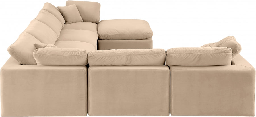 Meridian Furniture - Comfy 158" Velvet Upholstered 7 Piece Modular Sectional - 189Beige-Sec7A - GreatFurnitureDeal