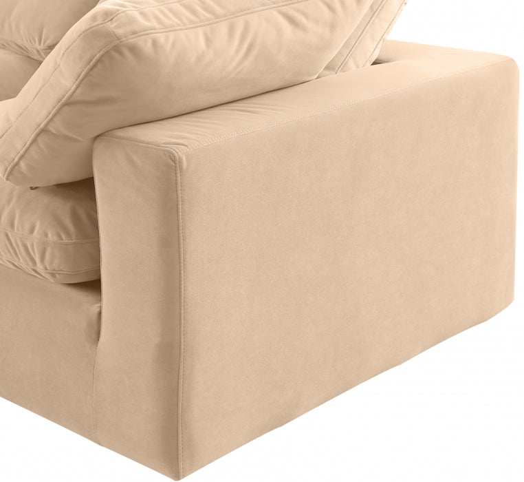 Meridian Furniture - Comfy 158" Velvet Upholstered 7 Piece Modular Sectional - 189Beige-Sec7A - GreatFurnitureDeal