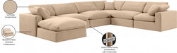 Meridian Furniture - Comfy 158" Velvet Upholstered 7 Piece Modular Sectional - 189Beige-Sec7A - GreatFurnitureDeal