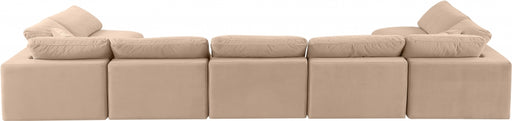 Meridian Furniture - Comfy 197" Velvet Upholstered 7 Piece Modular Sectional - 189Beige-Sec7B - GreatFurnitureDeal