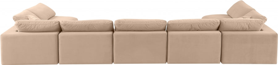 Meridian Furniture - Comfy 197" Velvet Upholstered 7 Piece Modular Sectional - 189Beige-Sec7B - GreatFurnitureDeal