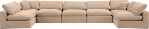 Meridian Furniture - Comfy 197" Velvet Upholstered 7 Piece Modular Sectional - 189Beige-Sec7B - GreatFurnitureDeal